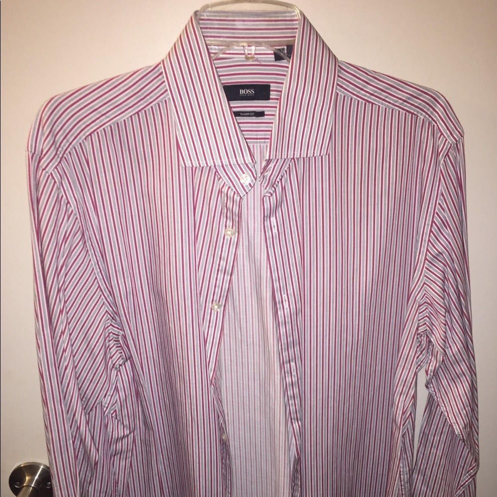 HUGO BOSS “Miles” Red/Black Dress Shirt Sharp Fit